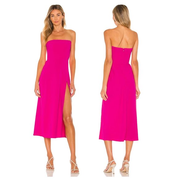 NWT Amanda Uprichard Mandy Midi Dress Fuchsia Size XS